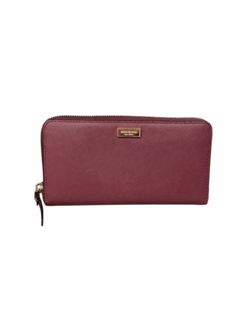 Kate Spade Burgundy Saffiano Leather Zip Around Wallet